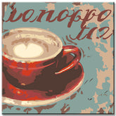 Painting by Numbers Art Lifestyle Red Coffee Cup on A Base with Different Terms